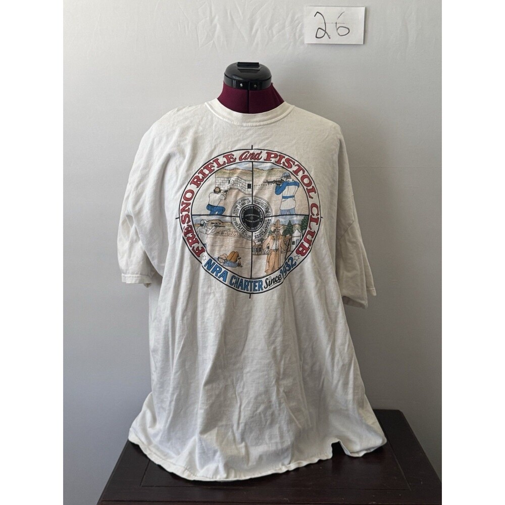 Vintage Fresno Rifle & Pistol Club NRA Chapter Hanes Beefy T Shirt Adult XXL